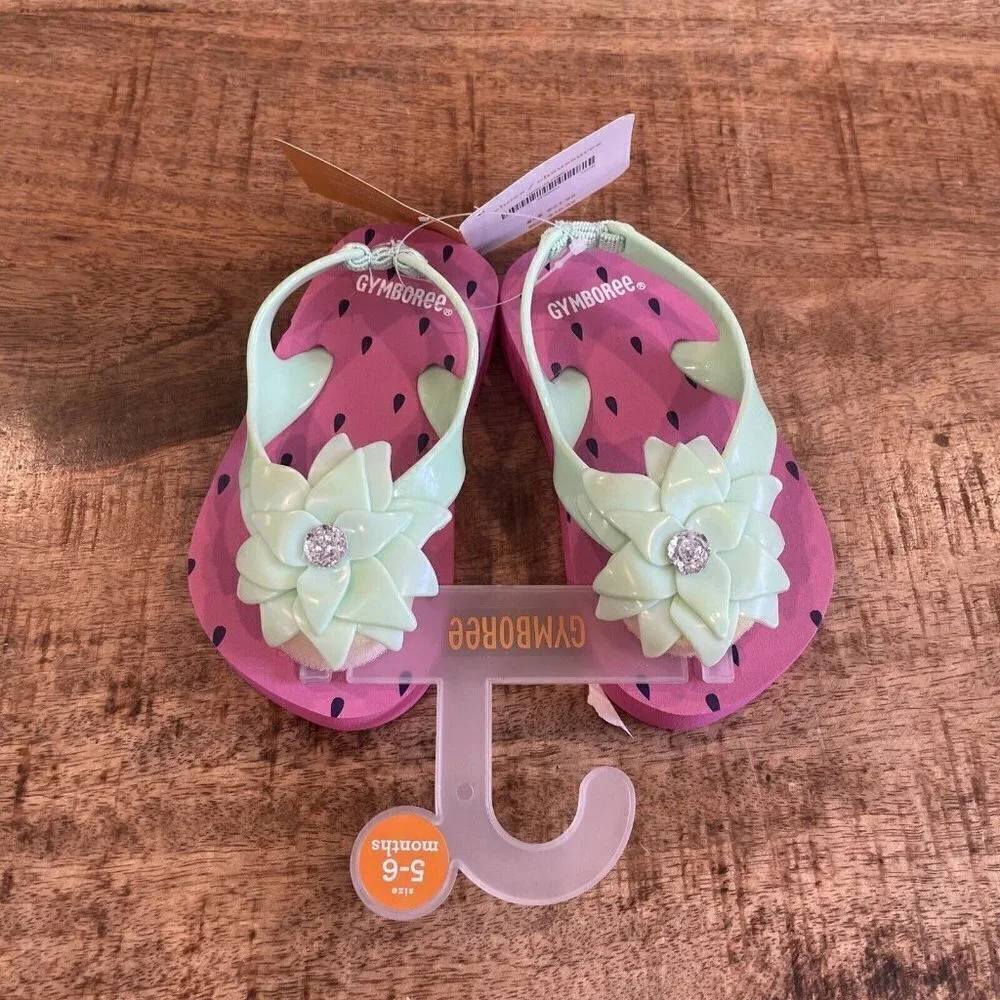 Gymboree Watermelon Flip Flops Toddler Size 5/6 Summer Beach Pool Backyard Fun